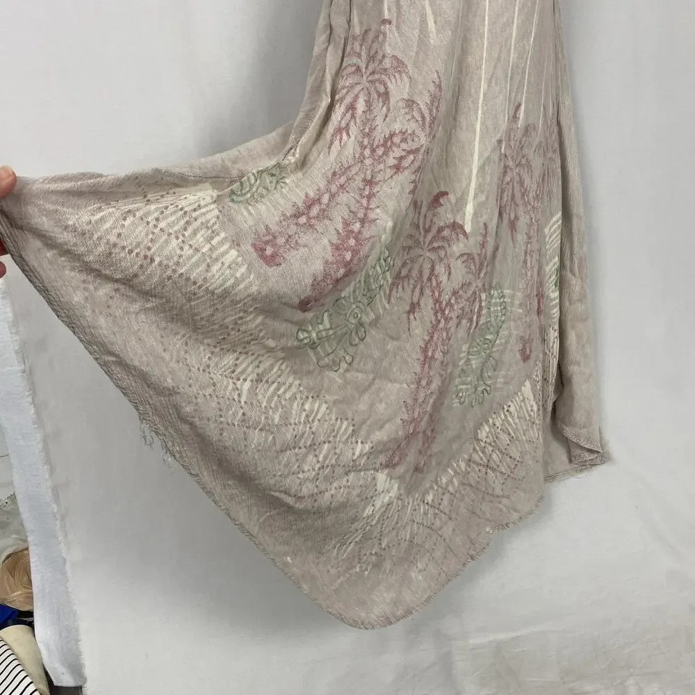 Vintage Jessica Taylor Dress 2X Beige Paisley Tropical Coastal Beachy Grunge Y2K - Picture 4 of 11